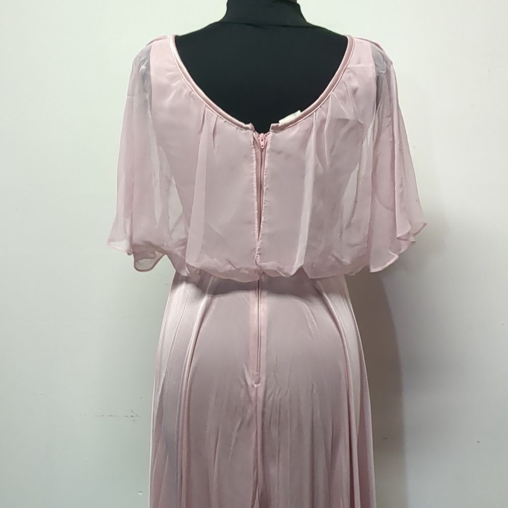 Vintage 70s Pink Pearl Shawl Collar Maxi Gown, Size S - Picture 12 of 16